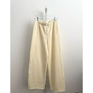 AERIE OFFLINE Cloud Fleece Wide Leg Trouser Sweatpants Pale Yellow